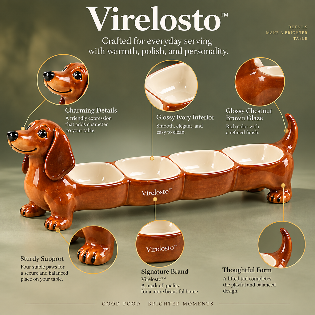 Virelosto™ Long Pup Four-Section Serving Tray