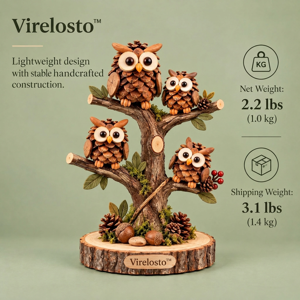Virelosto™ Woodland Pinecone Owl Tree Sculpture
