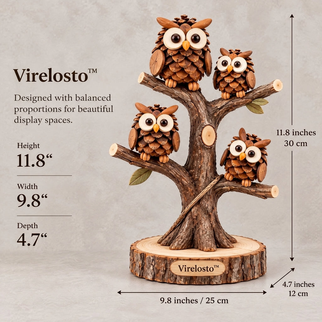 Virelosto™ Woodland Pinecone Owl Tree Sculpture