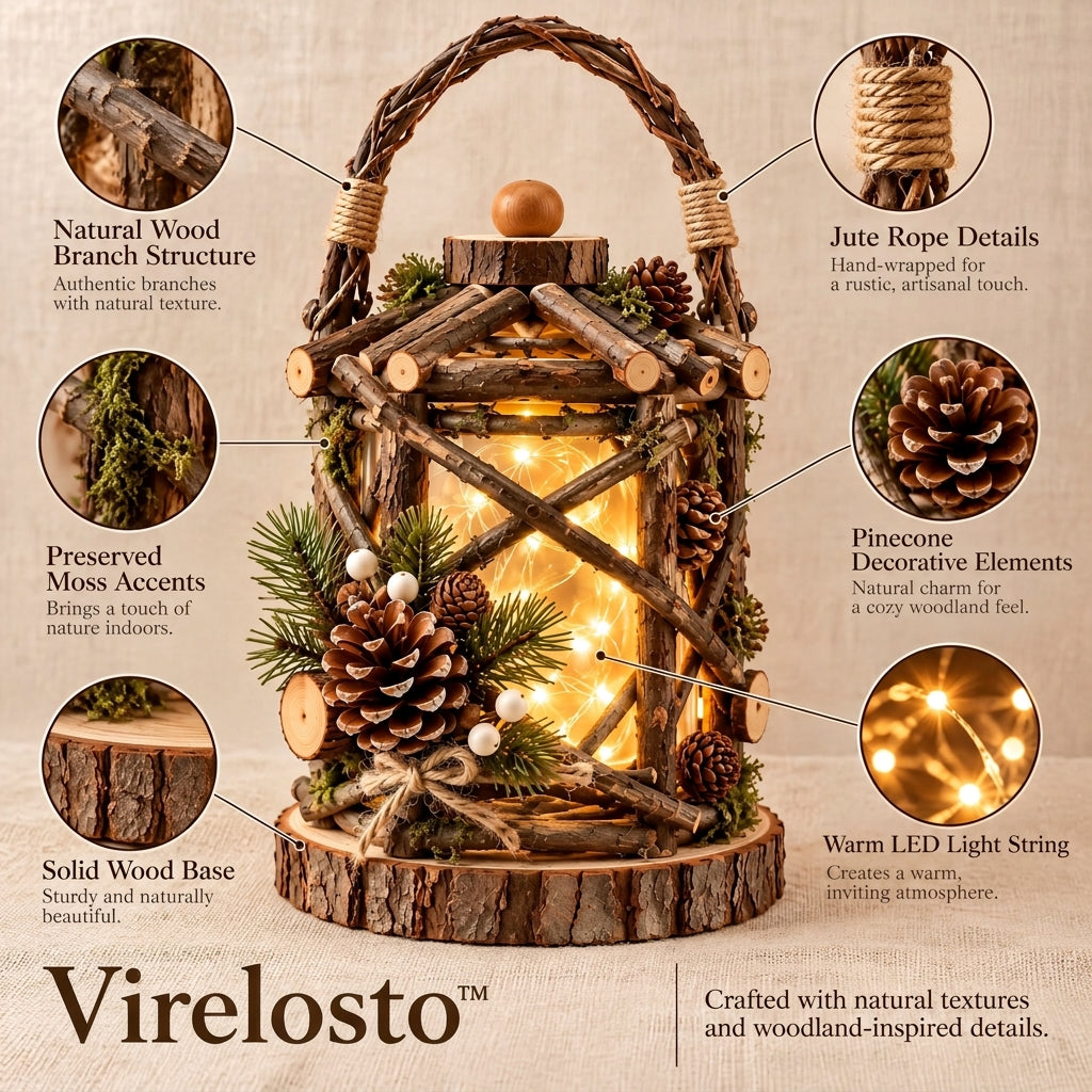 Virelosto™ Rustic Woodland LED Lantern Decor