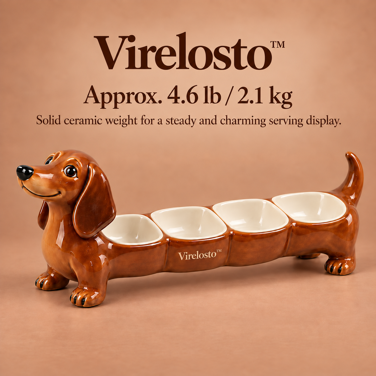 Virelosto™ Long Pup Four-Section Serving Tray