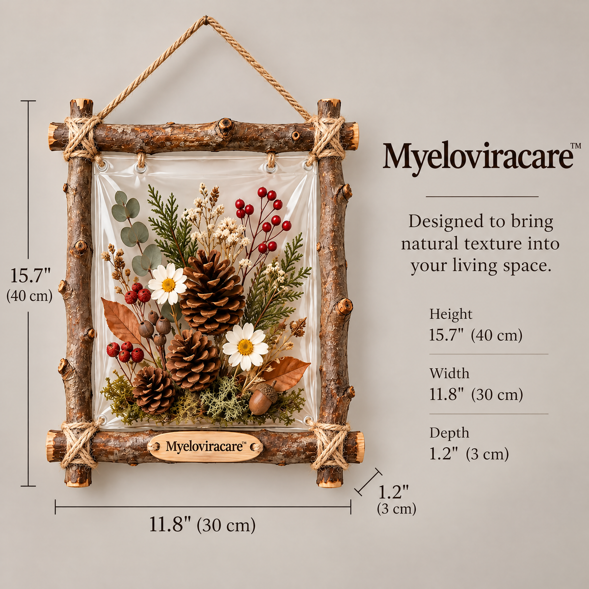 Myeloviracare™ Natural Pinecone Botanical Wall Frame