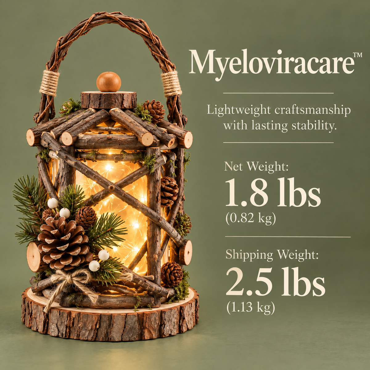 Myeloviracare™ Rustic Woodland LED Lantern Decor