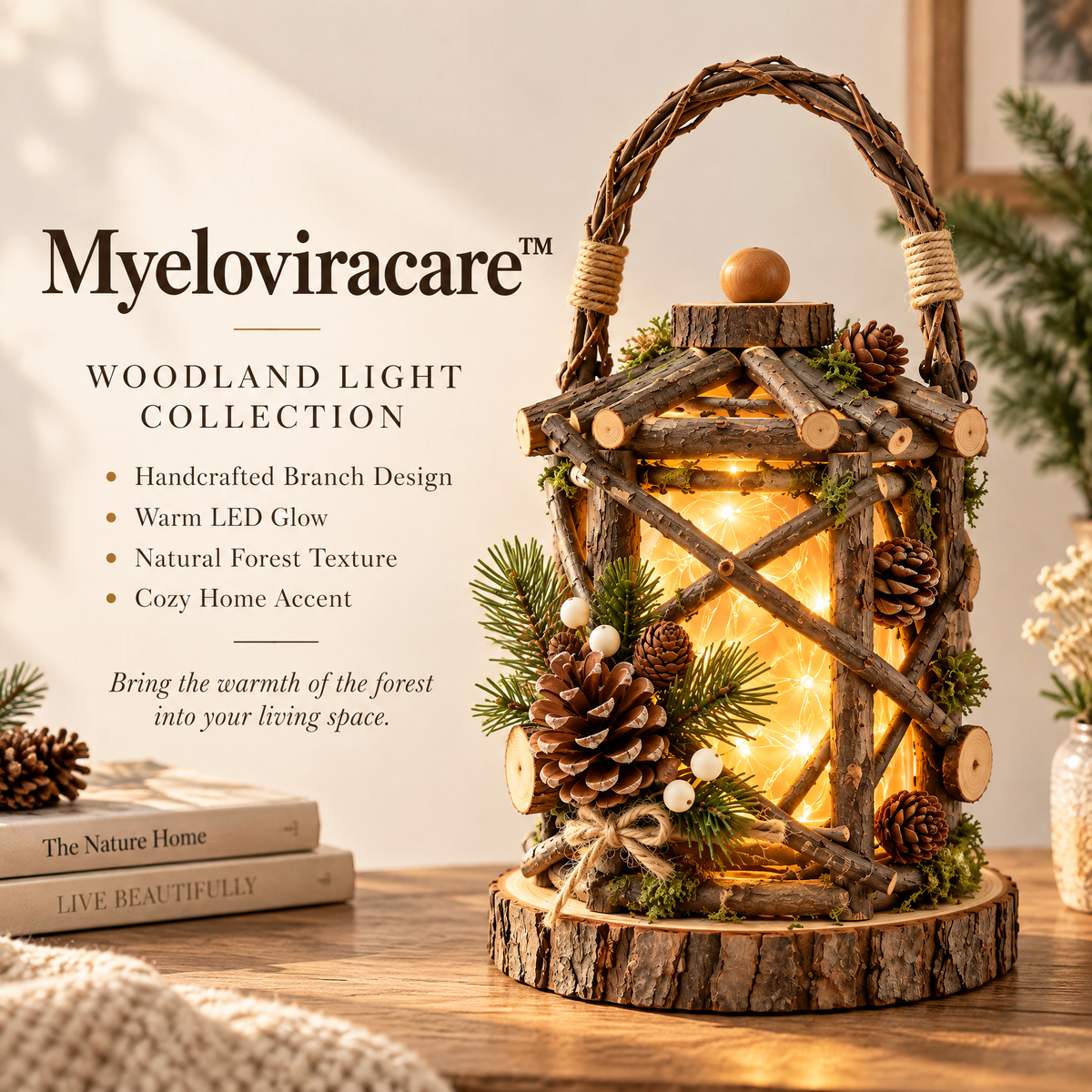 Myeloviracare™ Rustic Woodland LED Lantern Decor
