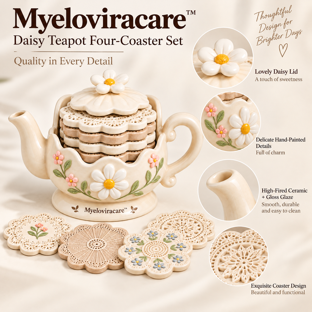 Myeloviracare™ Daisy Teapot Four-Coaster Set