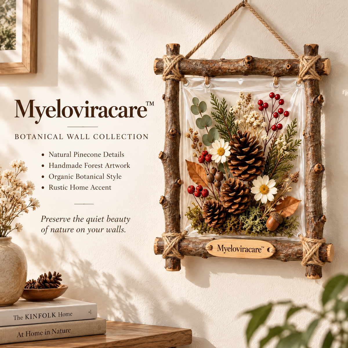 Myeloviracare™ Natural Pinecone Botanical Wall Frame