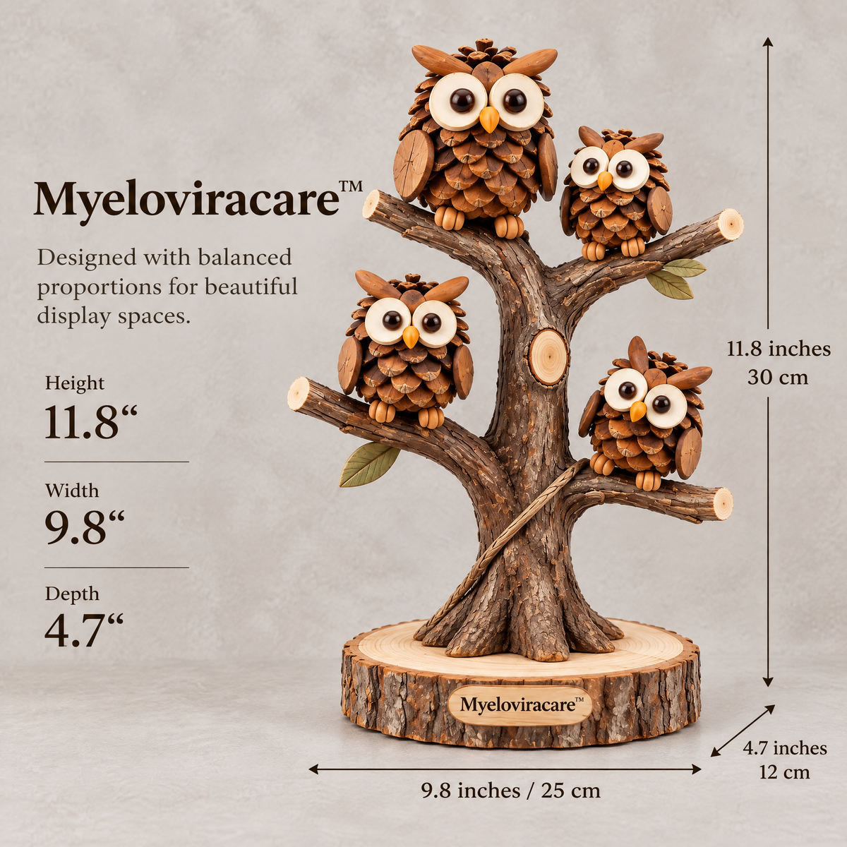 Myeloviracare™ Woodland Pinecone Owl Tree Sculpture