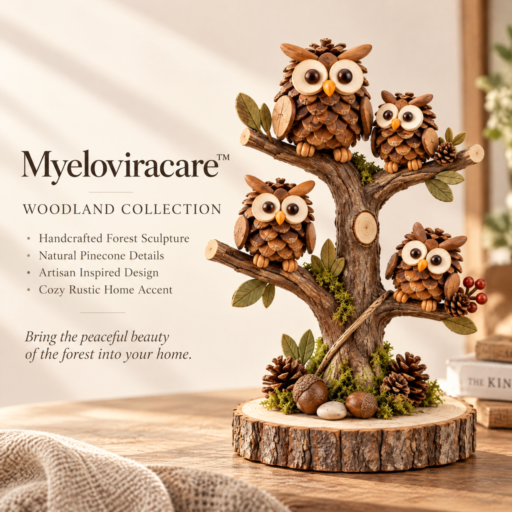 Myeloviracare™ Woodland Pinecone Owl Tree Sculpture