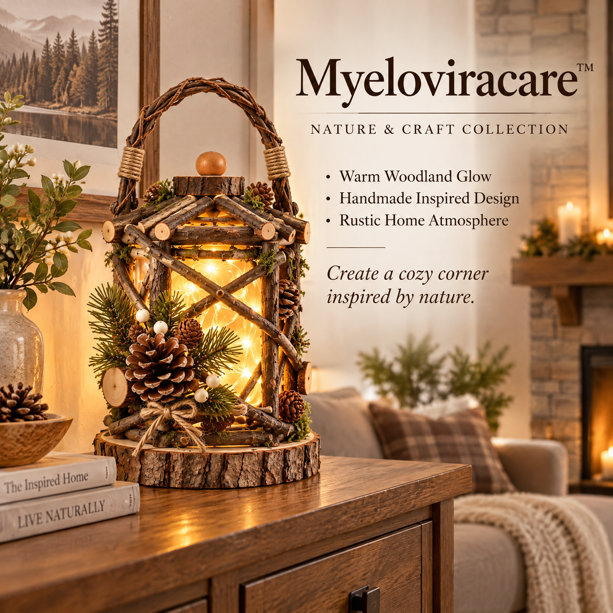 Myeloviracare™ Rustic Woodland LED Lantern Decor
