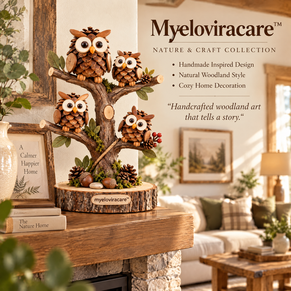 Myeloviracare™ Woodland Pinecone Owl Tree Sculpture